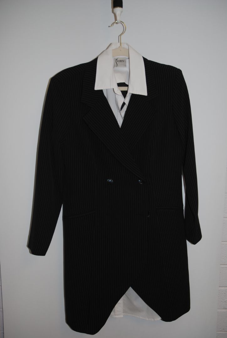 black and white Finley double breasted tailored blazer dress, S