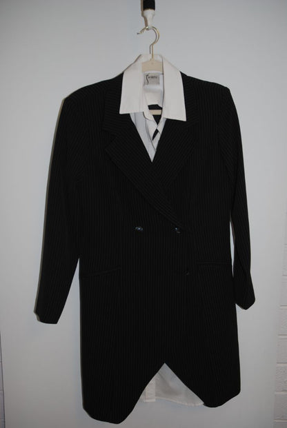 black and white Finley double breasted tailored blazer dress, S