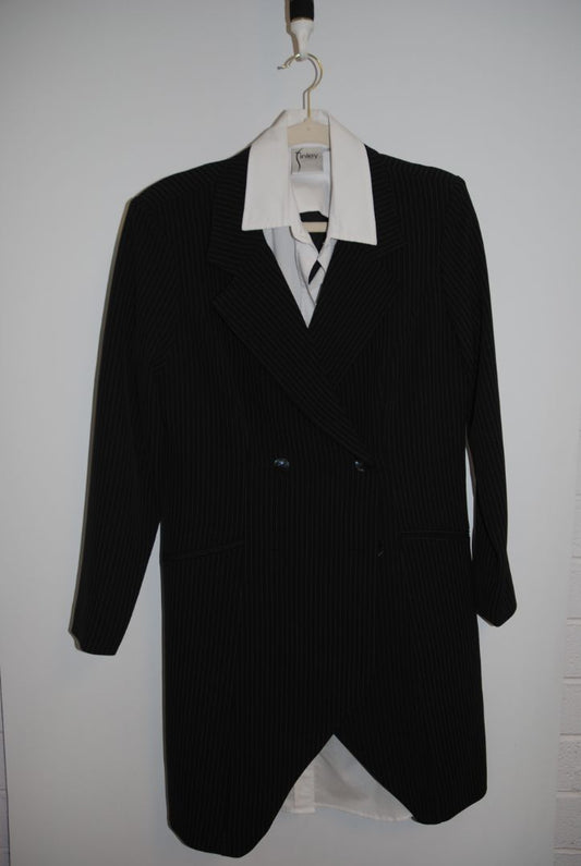black and white Finley double breasted tailored blazer dress, S