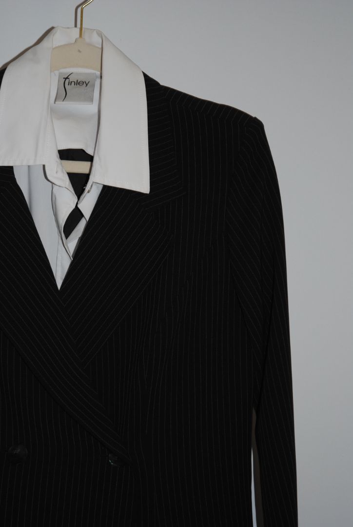 black and white Finley double breasted tailored blazer dress, S