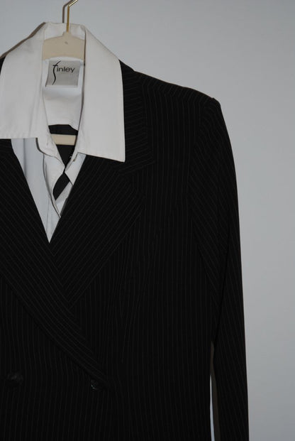 black and white Finley double breasted tailored blazer dress, S