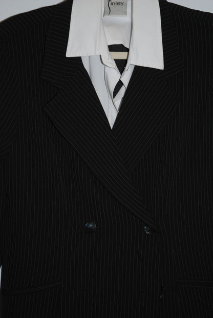 black and white Finley double breasted tailored blazer dress, S