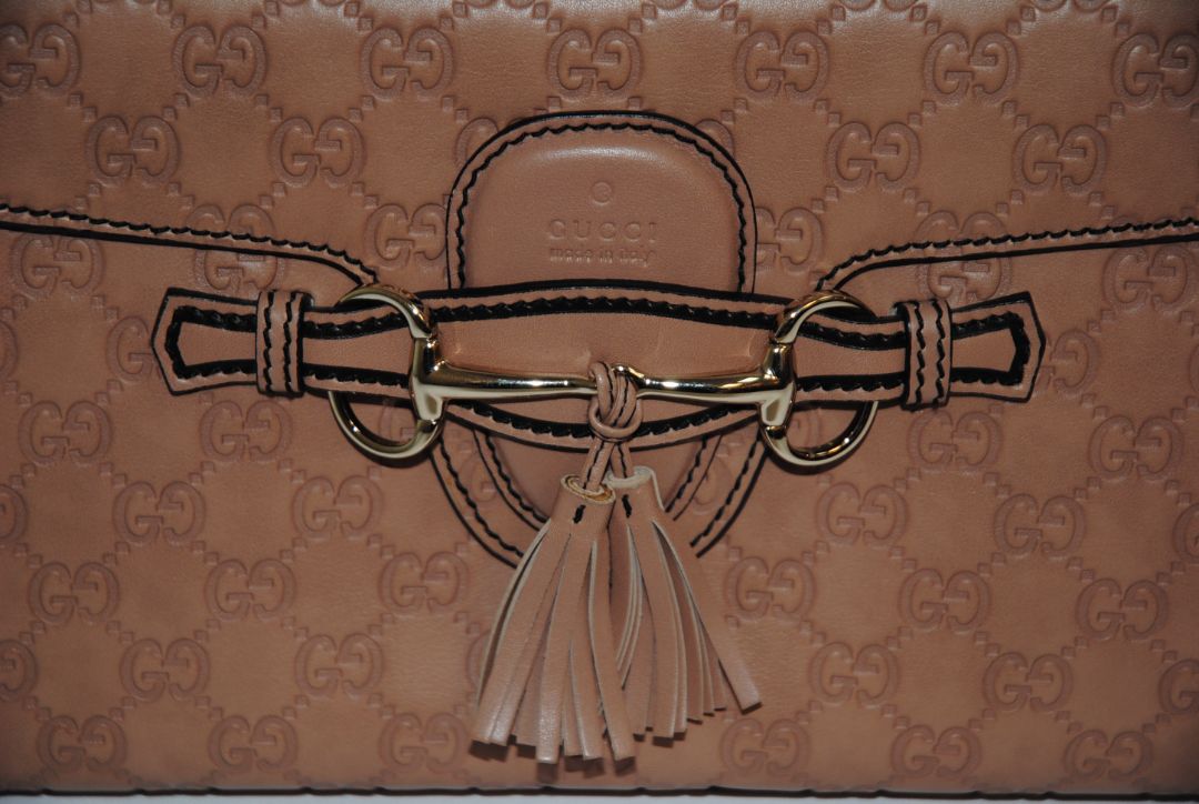 nude/ blush Gucci Emily Guccissima Leather Shoulder Bag (often called Emily Horsebit Chain Shoulder Bag), Length: 10.5–11” Height: 6.5” Depth: 2.5–3” Chain Strap Drop: ~10”