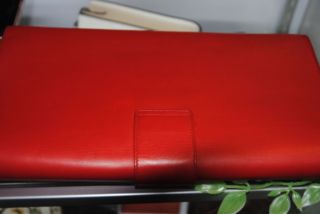 red YSL Classic Y Ligne Clutch, Length: 11” Height: 6” Depth: 1.5”