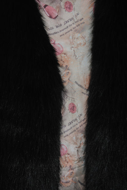 Zbella Black Faux Fur Vest S