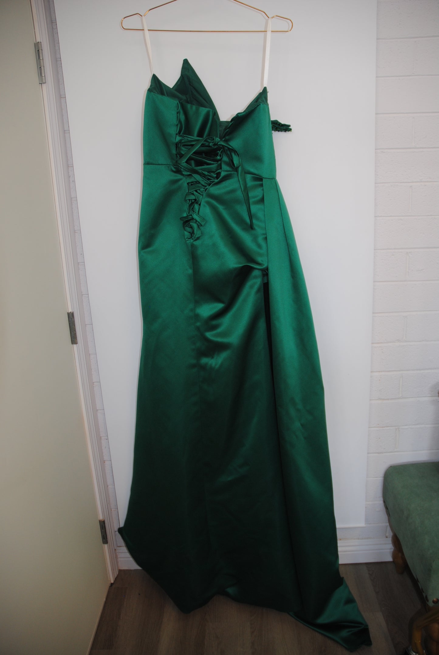 emerald green no brand  Formal Strapless gown, one size