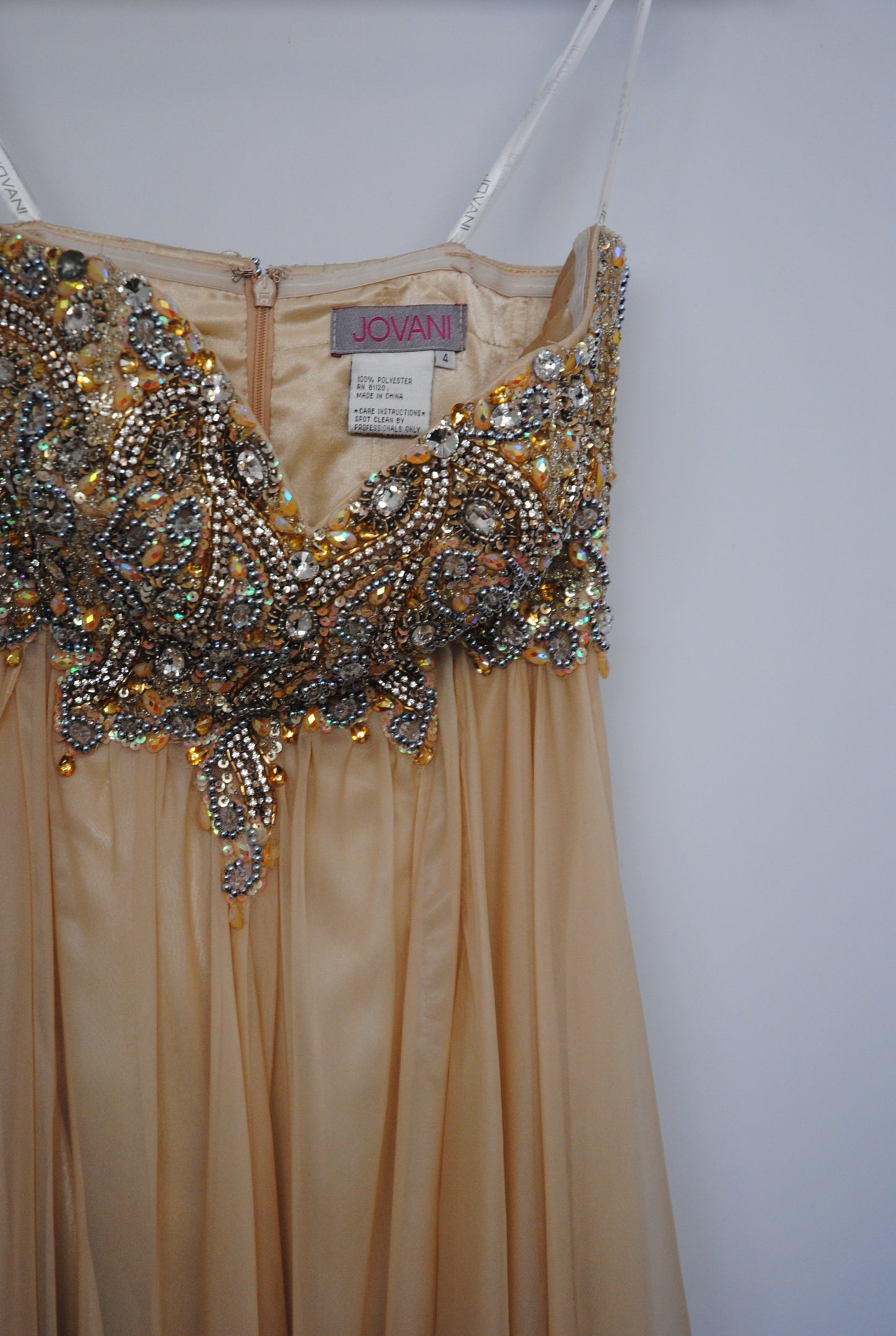 champagne nude  Jovani beaded gown, 4