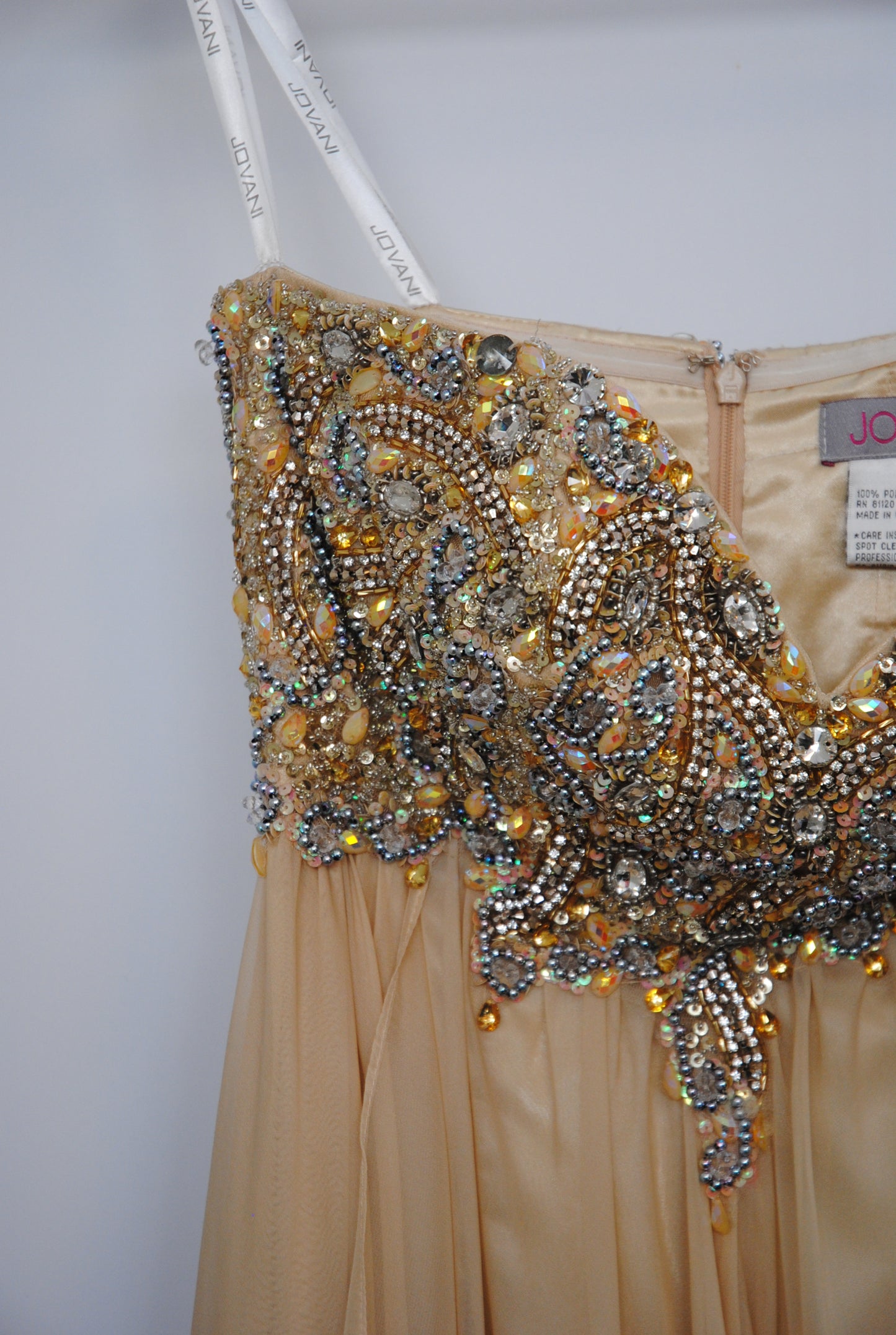 champagne nude  Jovani beaded gown, 4