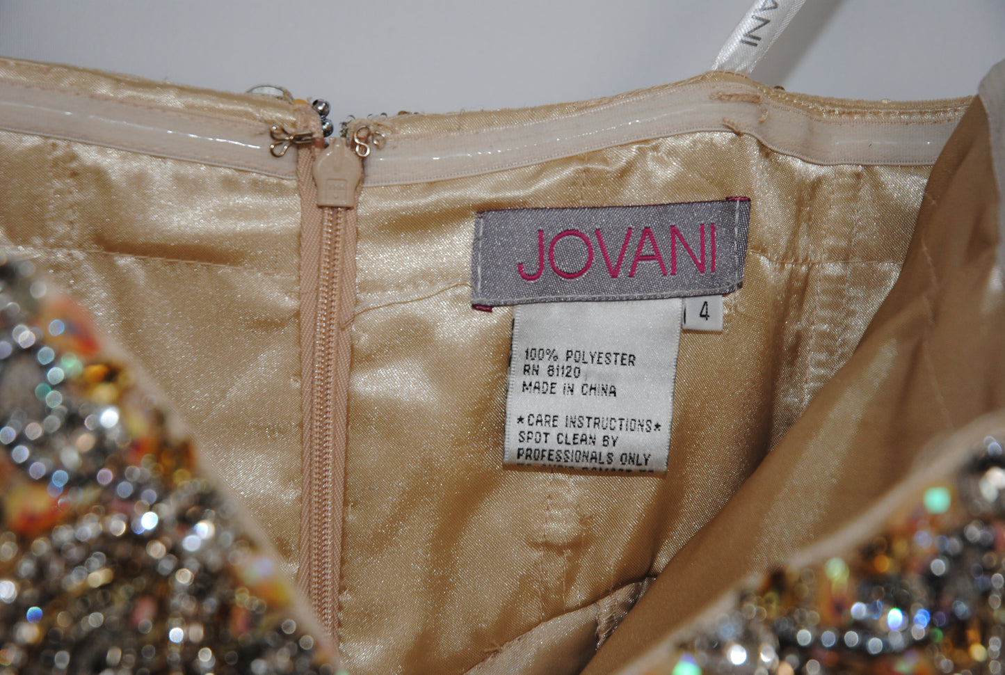 champagne nude  Jovani beaded gown, 4