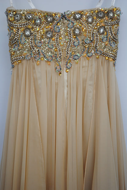 champagne nude  Jovani beaded gown, 4