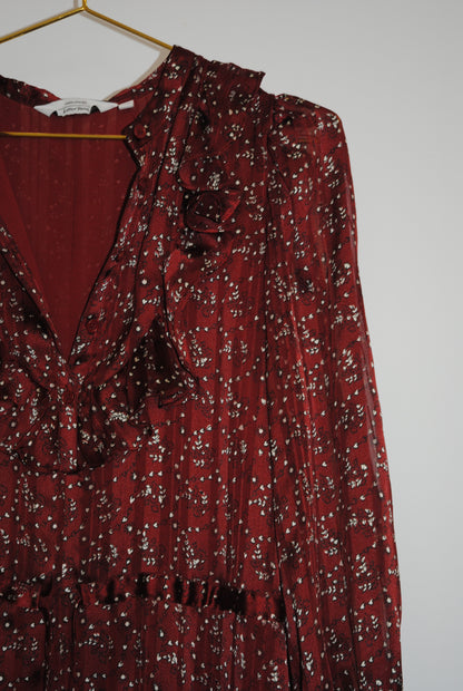 Burgundy & White  Paris Atelier & Other Stories Midi Floaty Dress, US 4