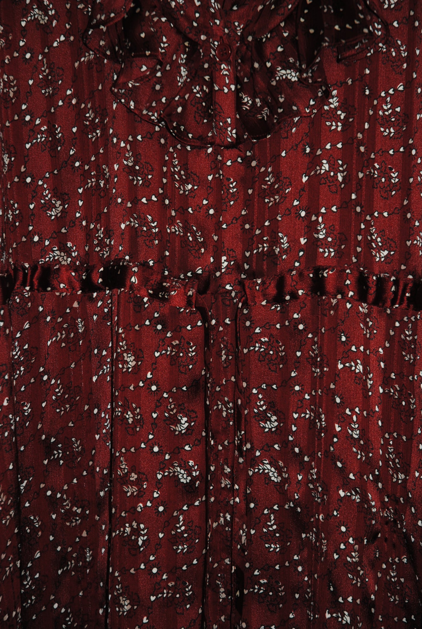 Burgundy & White  Paris Atelier & Other Stories Midi Floaty Dress, US 4