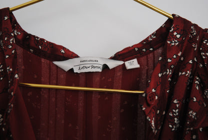 Burgundy & White  Paris Atelier & Other Stories Midi Floaty Dress, US 4