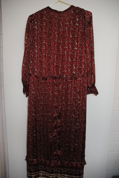 Burgundy & White  Paris Atelier & Other Stories Midi Floaty Dress, US 4