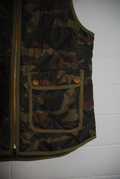 camo J. Crew puffer vest, S