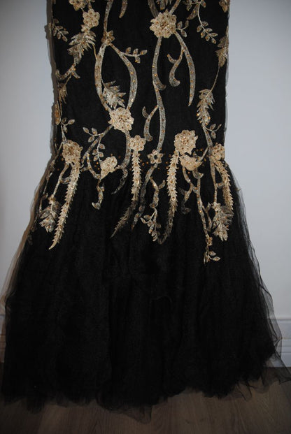 Romance Black Gold Applique Mesh Gown 2