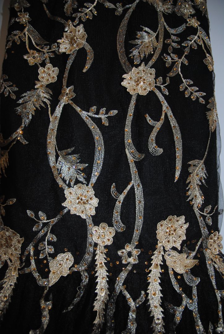 Romance Black Gold Applique Mesh Gown 2