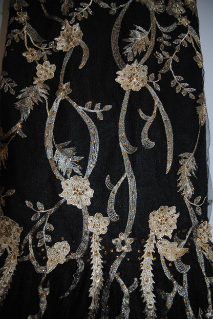 Romance Black Gold Applique Mesh Gown 2