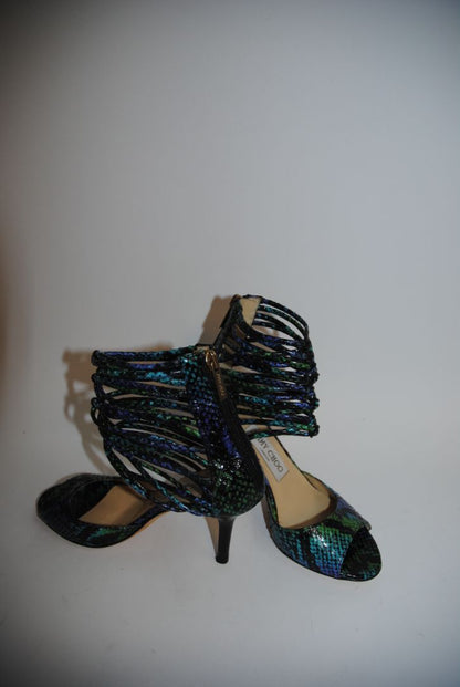 Jimmy Choo Blue Green Snakeskin Sandal 36