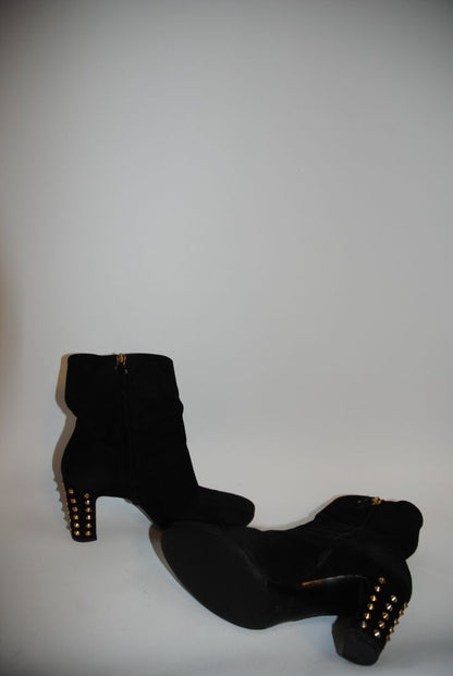 Gucci Black Gold Studded Block Heel Boots 36