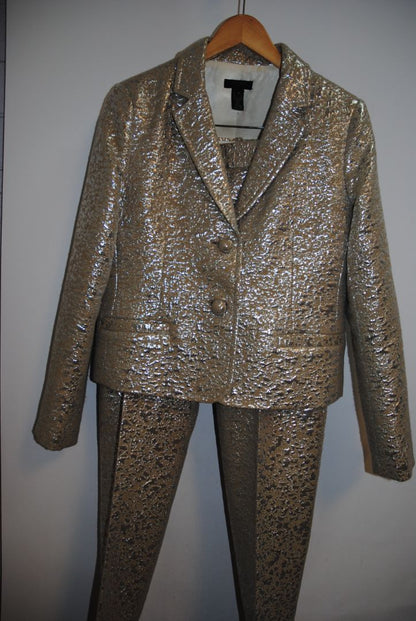 champagne + soft gold J Crew collection jacquard blazer and pants, 12