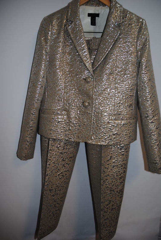 champagne + soft gold J Crew collection jacquard blazer and pants, 12