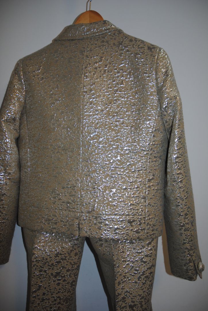 champagne + soft gold J Crew collection jacquard blazer and pants, 12