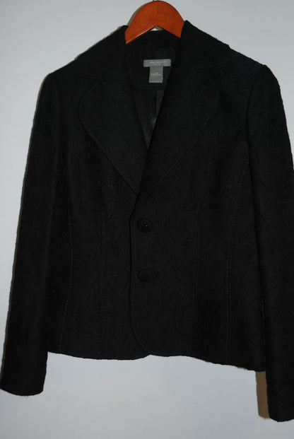 Ann Taylor Black Jacquard Coat 12P
