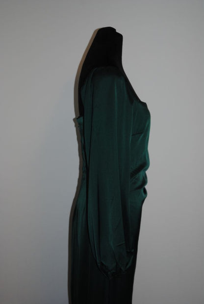 green Lulus long sleeve formal satin dress, M