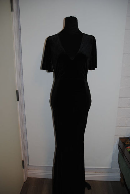 Lulus Black Flutter Velvet Maxi Dress S