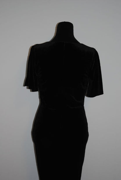Lulus Black Flutter Velvet Maxi Dress S