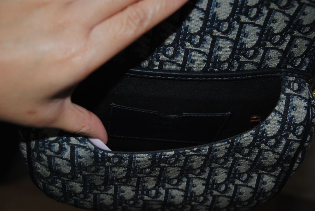 blue monogram Christian Dior bobby bag, Length: ~8.5 in / 21.5 cm Height: ~6 in / 15 cm Depth: ~2.5 in / 6.5 cm Strap Drop: ~18–22 in / 46–56 cm (adjustable)