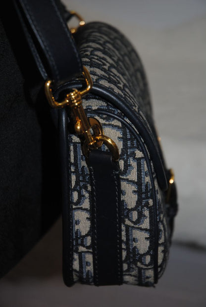 blue monogram Christian Dior bobby bag, Length: ~8.5 in / 21.5 cm Height: ~6 in / 15 cm Depth: ~2.5 in / 6.5 cm Strap Drop: ~18–22 in / 46–56 cm (adjustable)