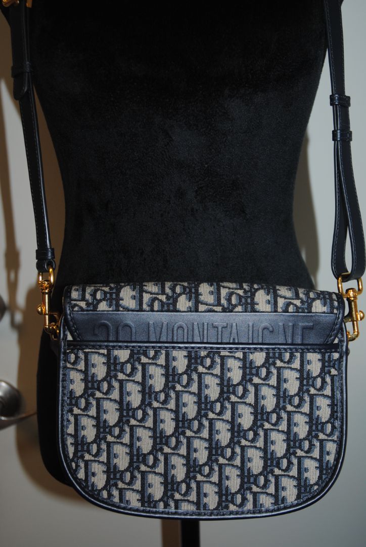 blue monogram Christian Dior bobby bag, Length: ~8.5 in / 21.5 cm Height: ~6 in / 15 cm Depth: ~2.5 in / 6.5 cm Strap Drop: ~18–22 in / 46–56 cm (adjustable)