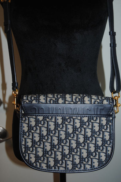 blue monogram Christian Dior bobby bag, Length: ~8.5 in / 21.5 cm Height: ~6 in / 15 cm Depth: ~2.5 in / 6.5 cm Strap Drop: ~18–22 in / 46–56 cm (adjustable)