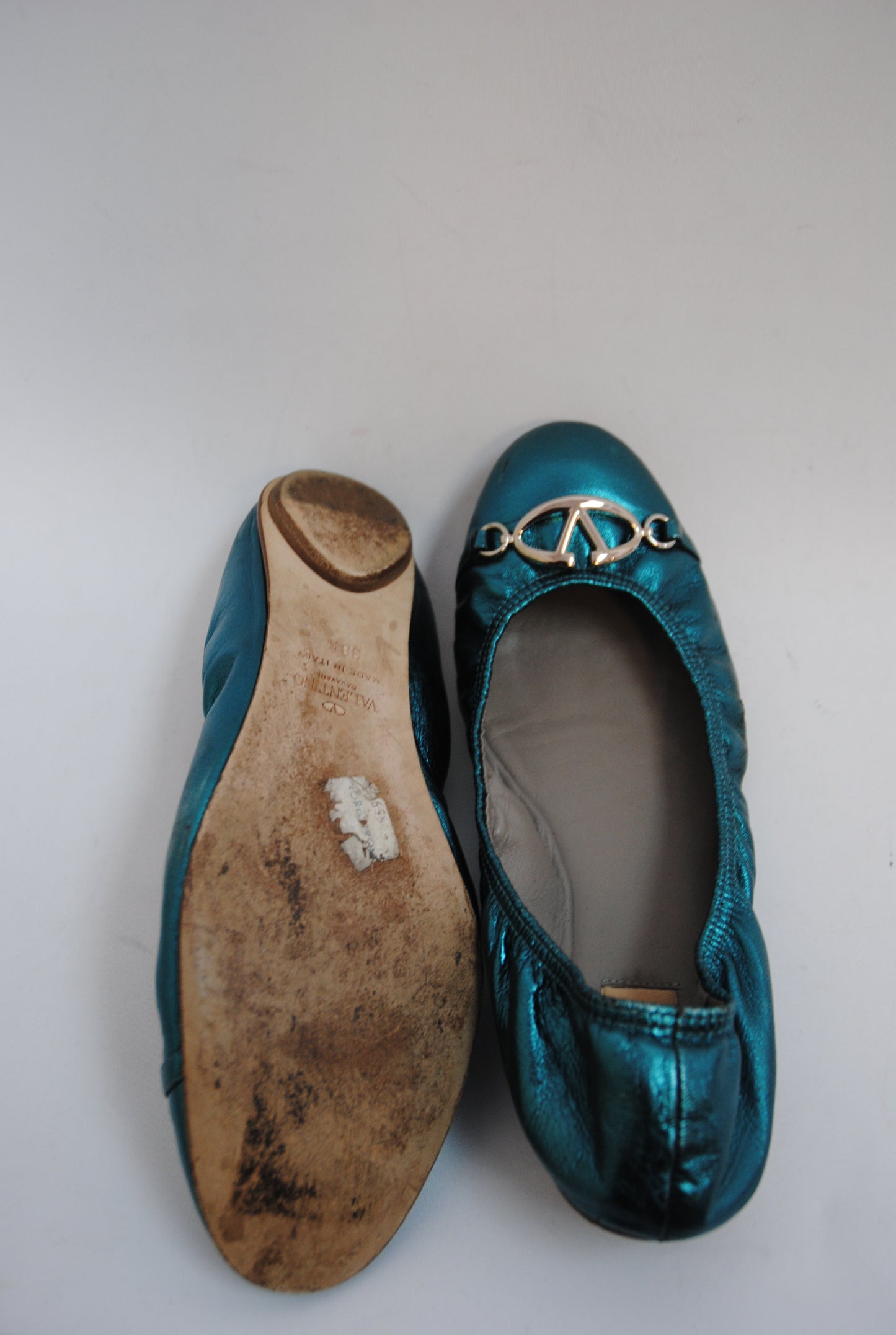 teal blue Valentino Garavani ballet flats, 38.5 EU