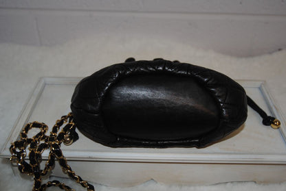 Cosci Black Gold Quilted Lambskin Mini Bucket Bag