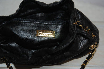 Cosci Black Gold Quilted Lambskin Mini Bucket Bag