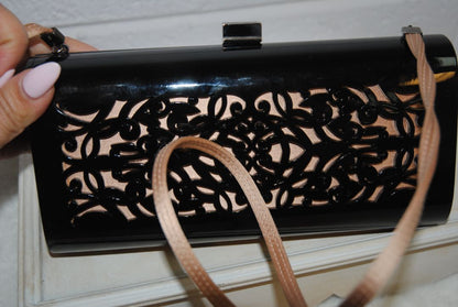 Giorgio Armani Black Laser-Cut Resin Clutch