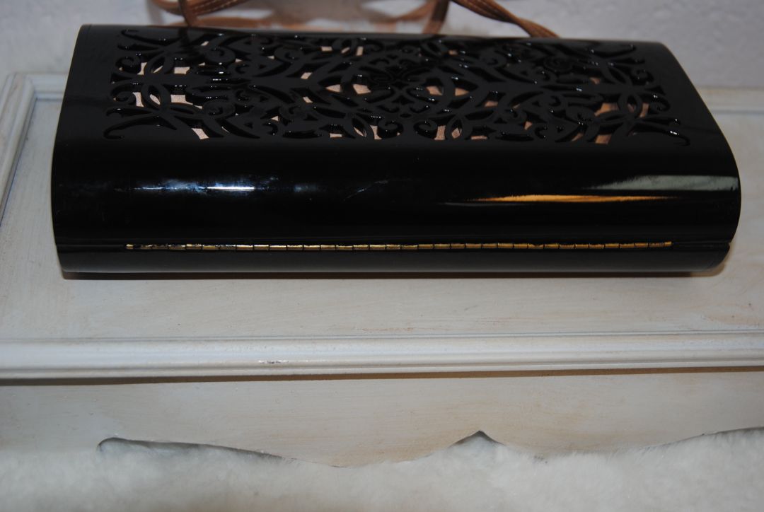 Giorgio Armani Black Laser-Cut Resin Clutch