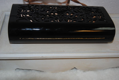 Giorgio Armani Black Laser-Cut Resin Clutch