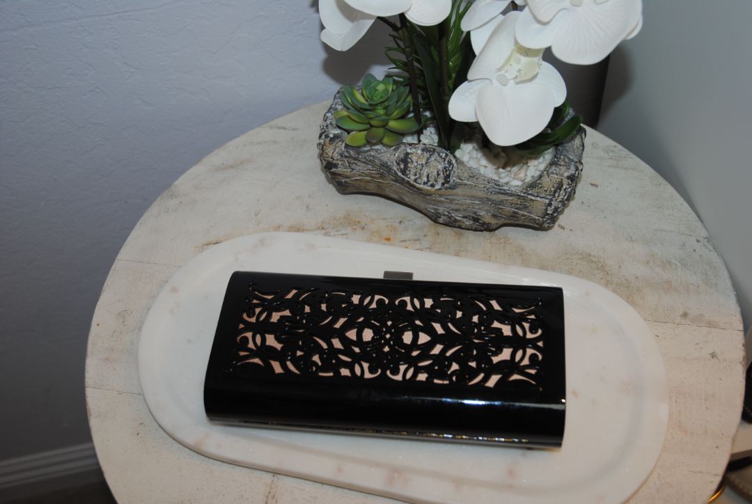 Giorgio Armani Black Laser-Cut Resin Clutch