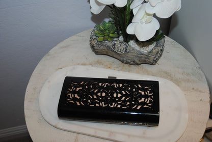 Giorgio Armani Black Laser-Cut Resin Clutch