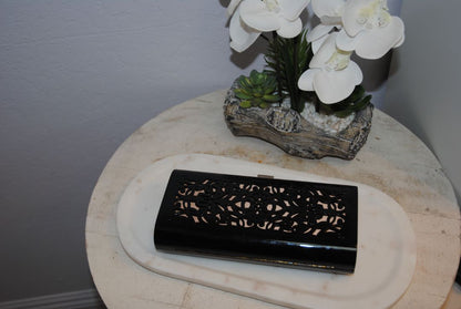 Giorgio Armani Black Laser-Cut Resin Clutch