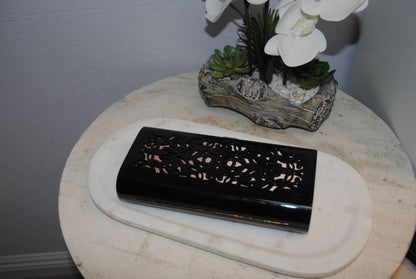 Giorgio Armani Black Laser-Cut Resin Clutch