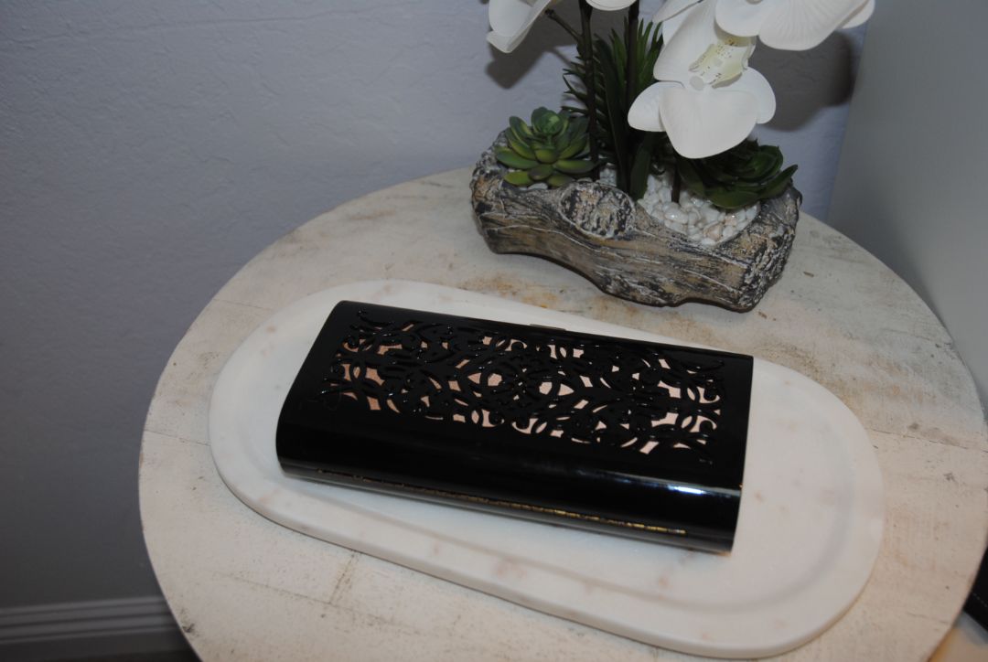 Giorgio Armani Black Laser-Cut Resin Clutch