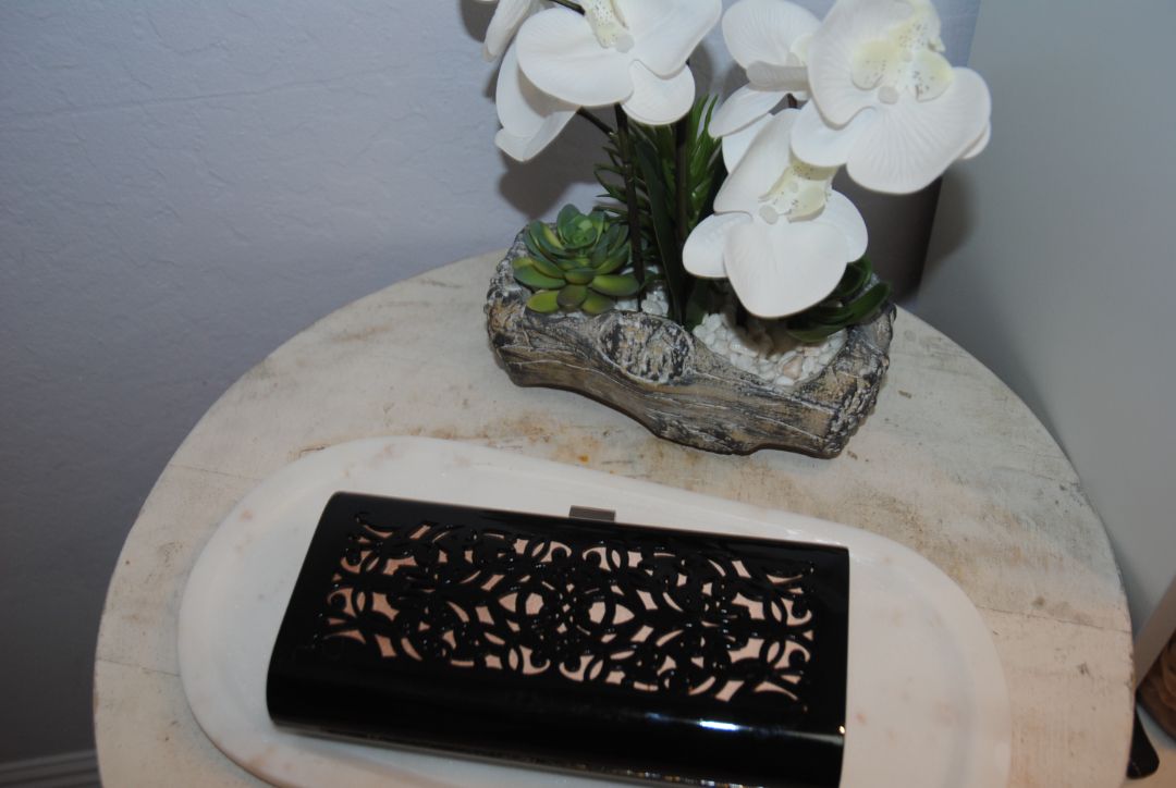 Giorgio Armani Black Laser-Cut Resin Clutch