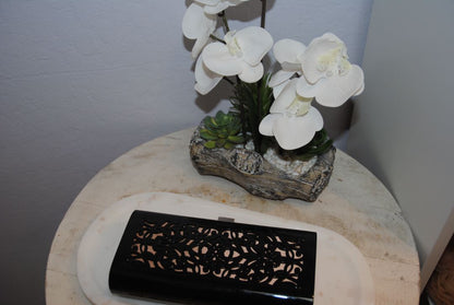 Giorgio Armani Black Laser-Cut Resin Clutch