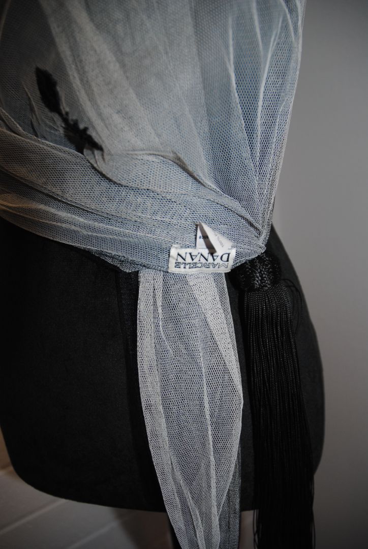 gray and black Dana Buchman tassle scarf, OS