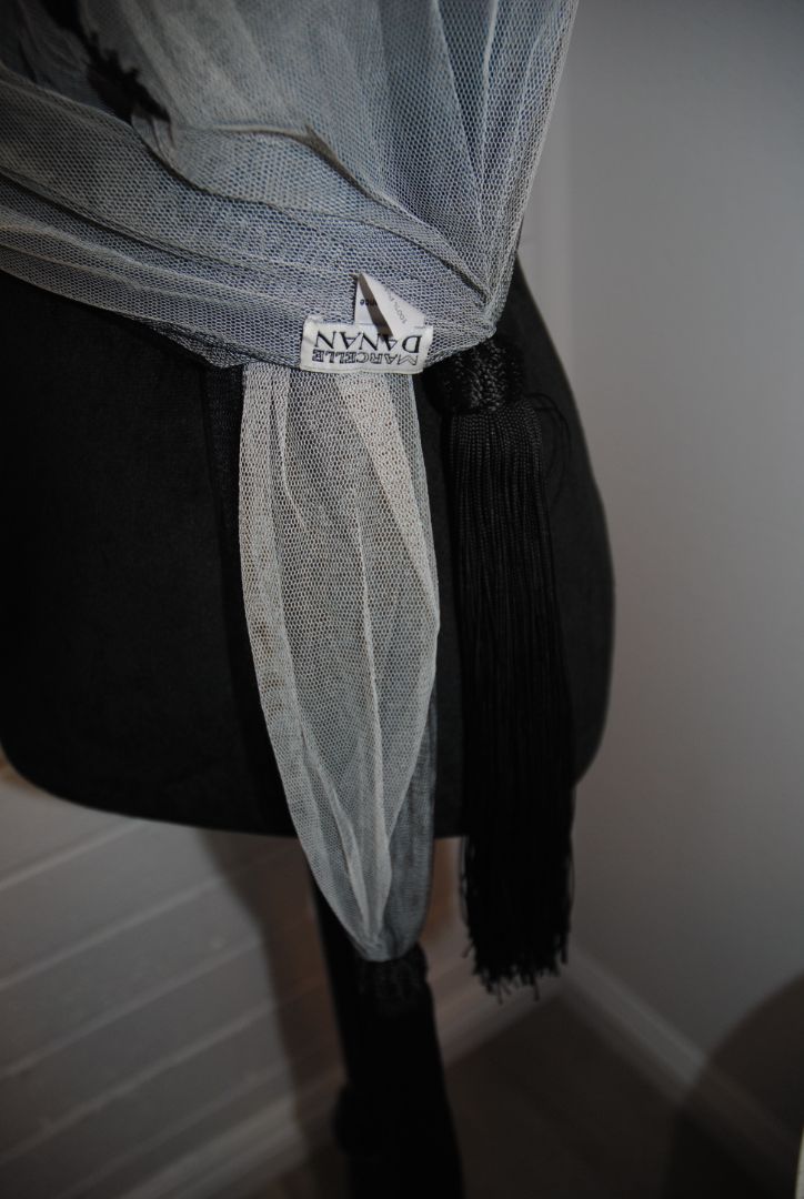 gray and black Dana Buchman tassle scarf, OS